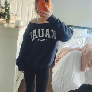 Navy Blue- Crewneck- Off the shoulder S